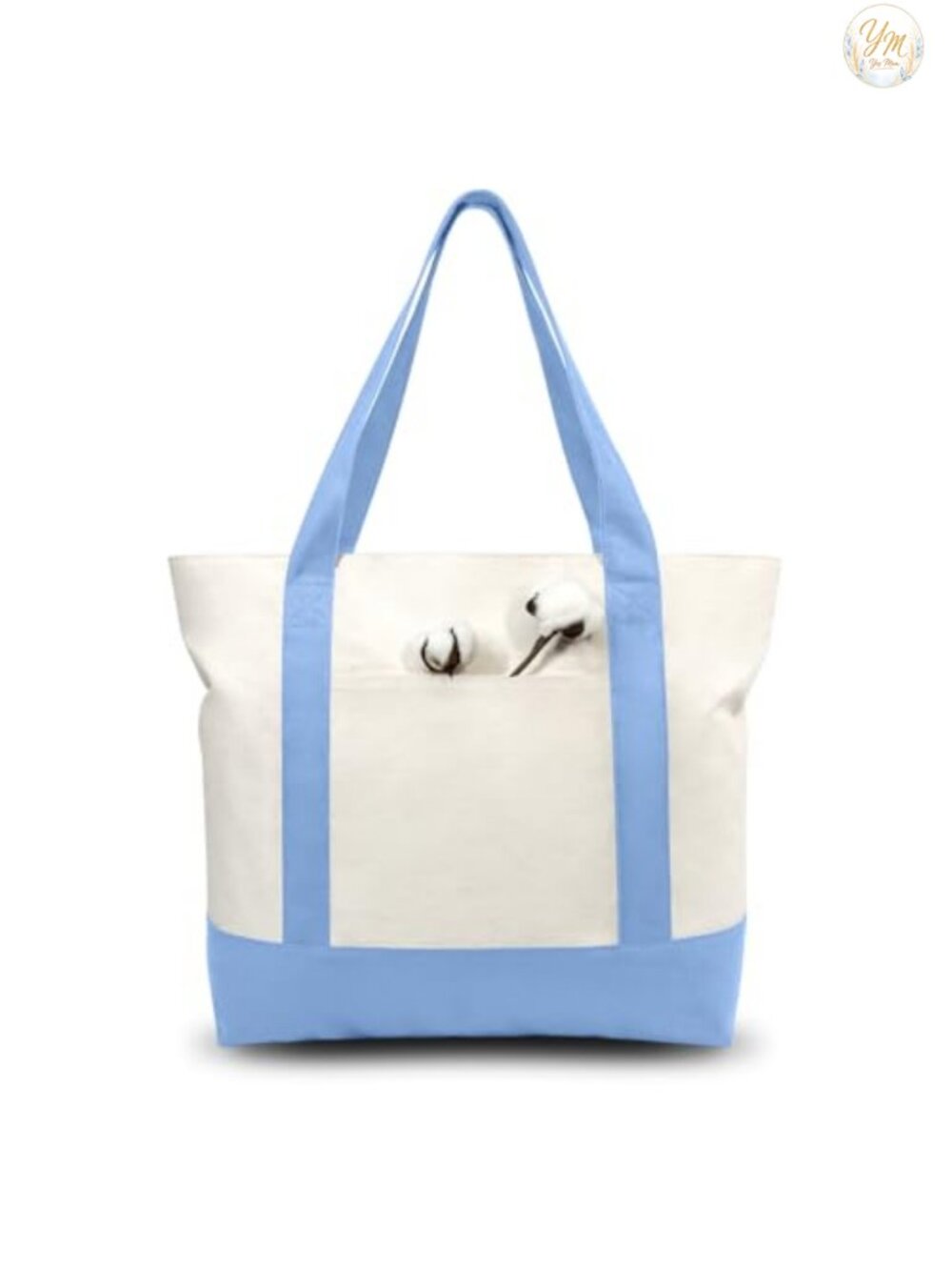 Large Canvas Tote Bags with Zipper & Pocket, Reusable Heavy Duty Cotton Grocery